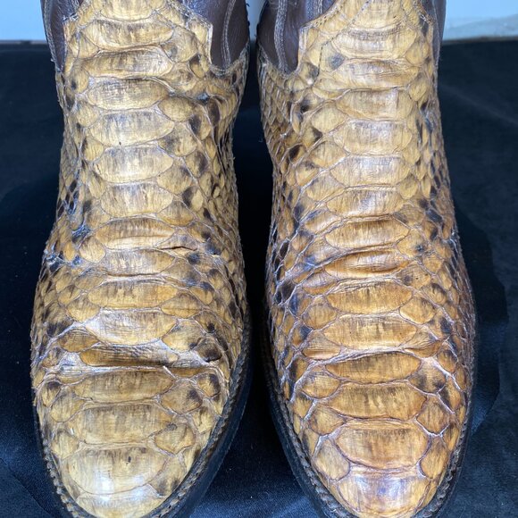Vintage Men's Pre-Owned Exotic Python Snake Cowboy Boots, Made in Mexico, Sz. 10 - Picture 3 of 10